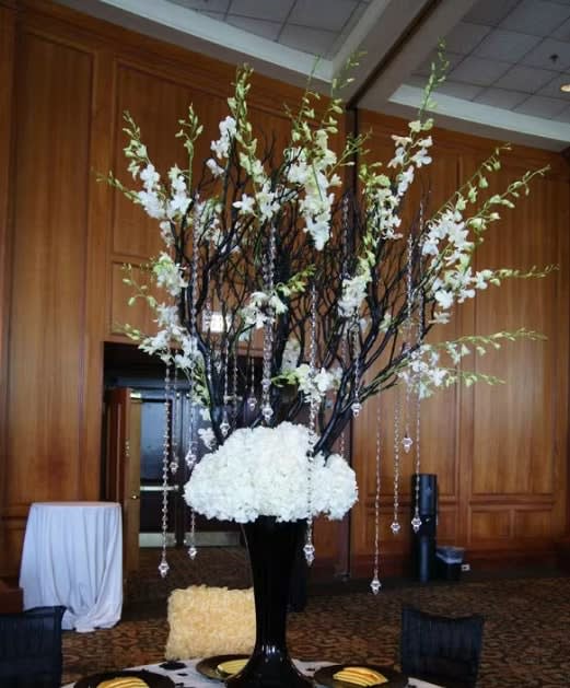 Tall wedding centerpiece by Tropical Arrangements, Randallstown MD