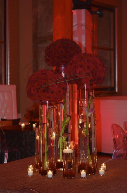 Tall wedding centerpiece by Tropical Arrangements, Randallstown MD