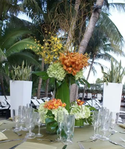 Tall wedding centerpiece by Tropical Arrangements, Randallstown MD