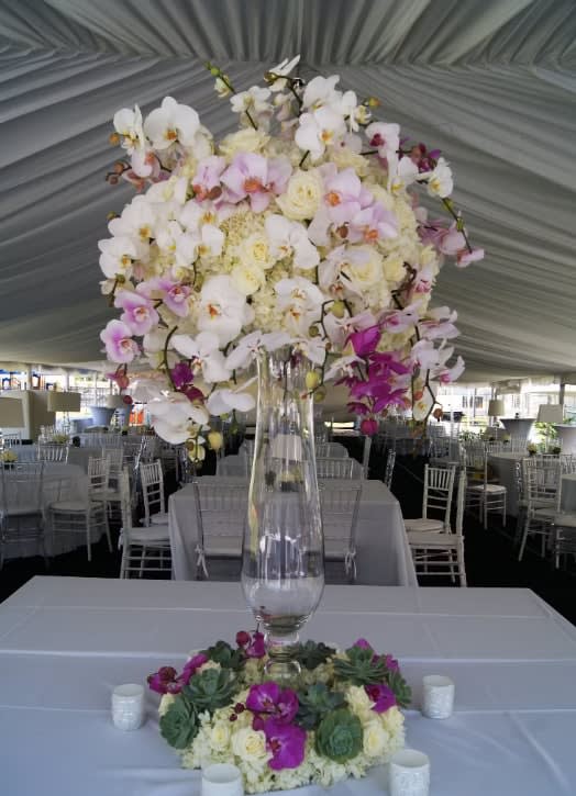 Tall wedding centerpiece by Tropical Arrangements, Randallstown MD