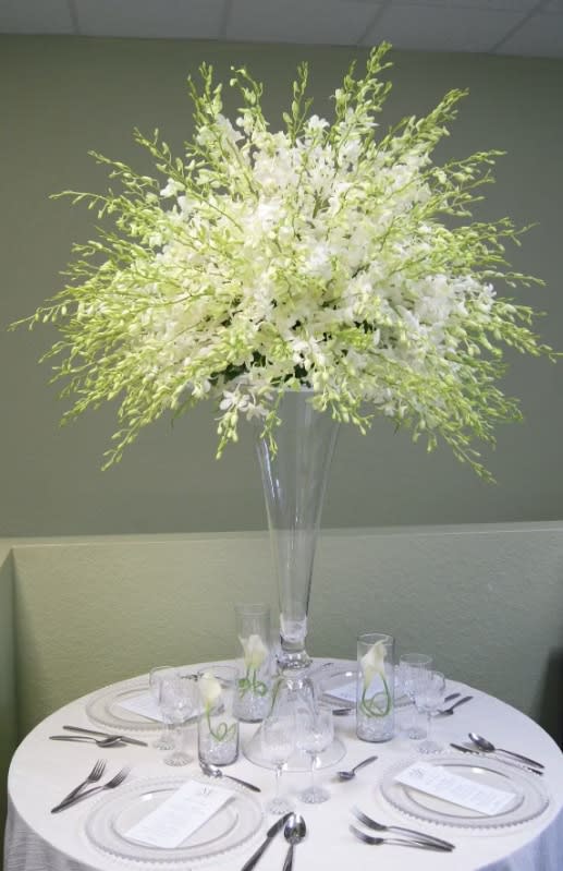 Tall wedding centerpiece by Tropical Arrangements, Randallstown MD