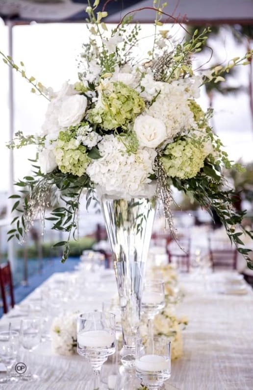 Tall wedding centerpiece by Tropical Arrangements, Randallstown MD