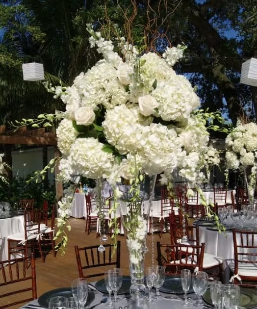 Tall wedding centerpiece by Tropical Arrangements, Randallstown MD