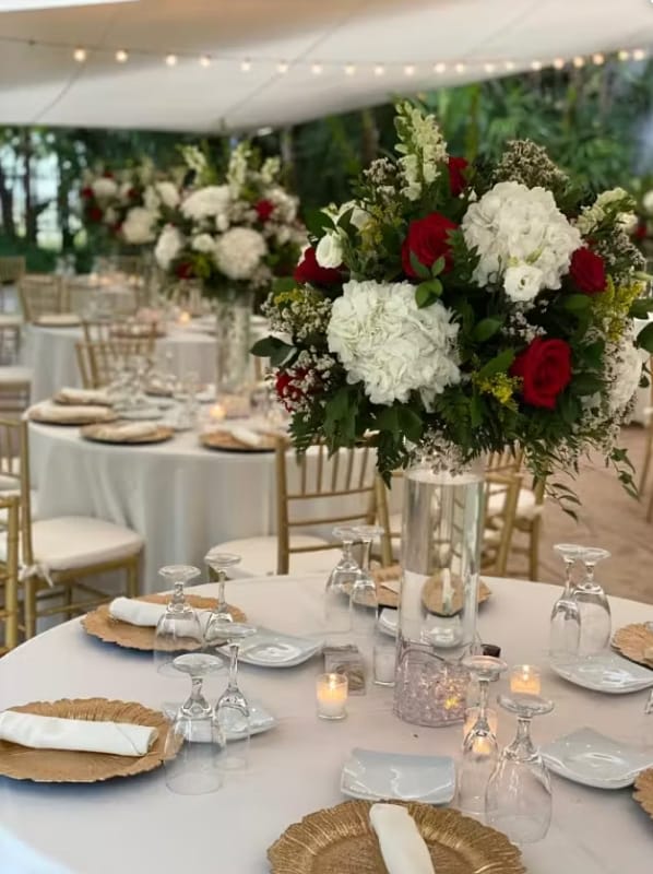 Tall wedding centerpiece by Tropical Arrangements, Randallstown MD