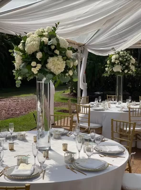 Tall wedding centerpiece by Tropical Arrangements, Randallstown MD