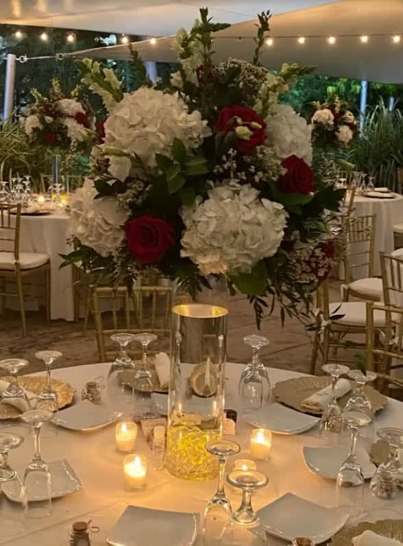 Tall wedding centerpiece by Tropical Arrangements, Randallstown MD