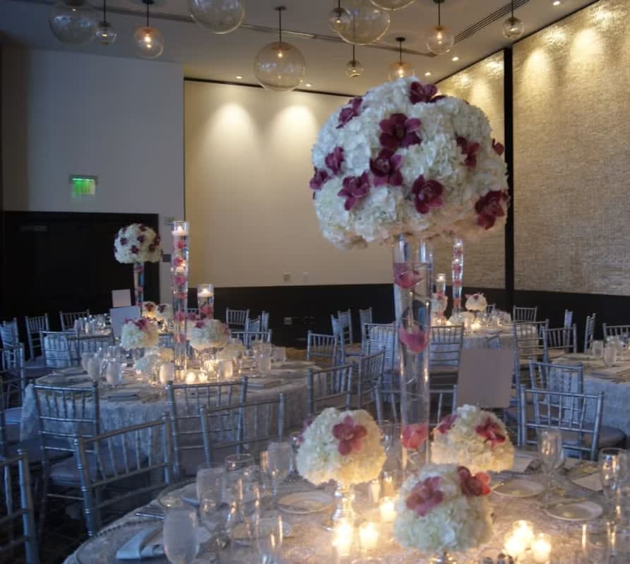 Tall wedding centerpiece by Tropical Arrangements, Randallstown MD