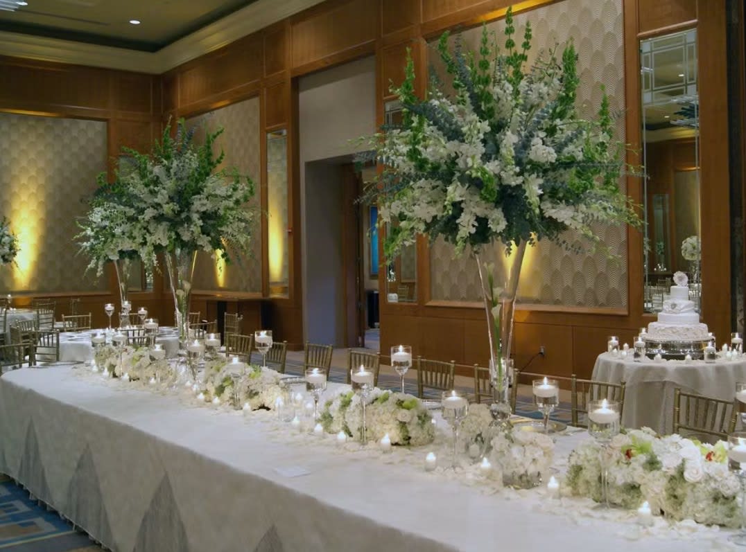 Tall wedding centerpiece by Tropical Arrangements, Randallstown MD
