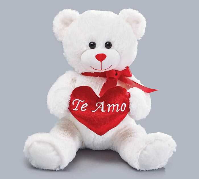 White Te Amo Bear Flower Bouquet