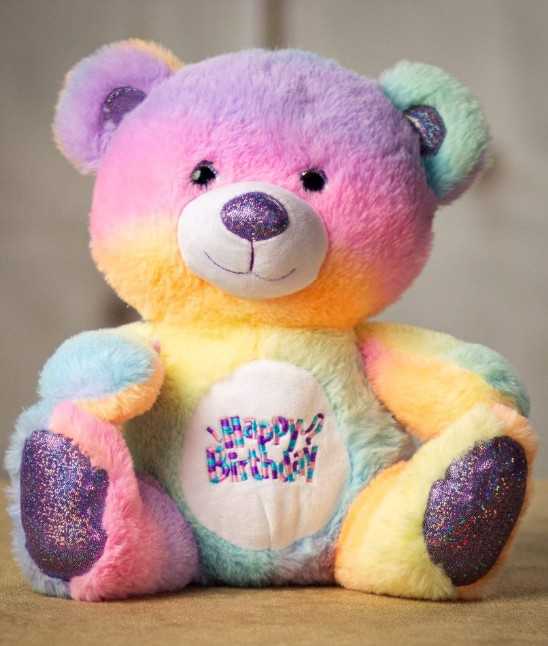 10.5" Rainbow Sherbet Birthday Bear