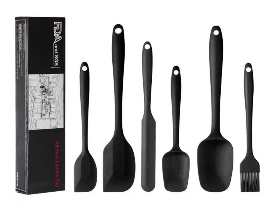 6 Peice Black Cookware set Flower Bouquet