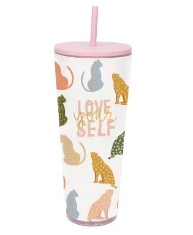 Love Yourself Cup with Straw Flower Bouquet