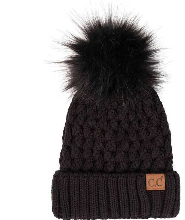 Black Pom Beanie