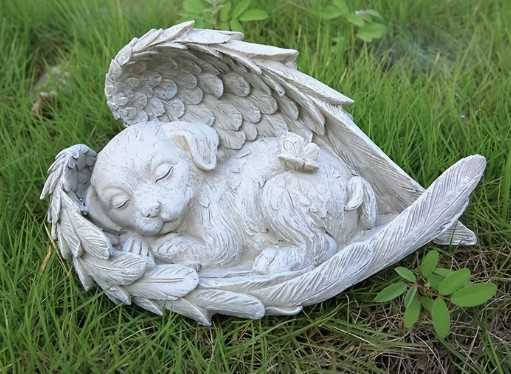 Angel Dog Statue Flower Bouquet