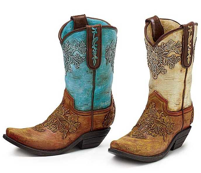 ASSORTED COWBOY BOOT RESIN VASE Flower Bouquet