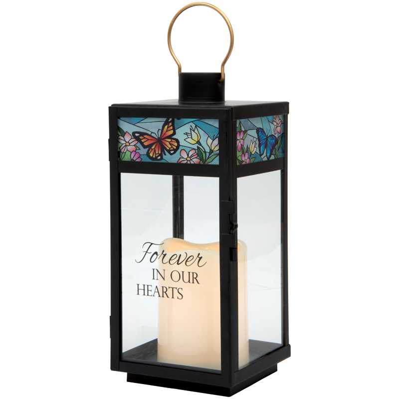 "Forever In Our Hearts"Stained Glass Top Lantern