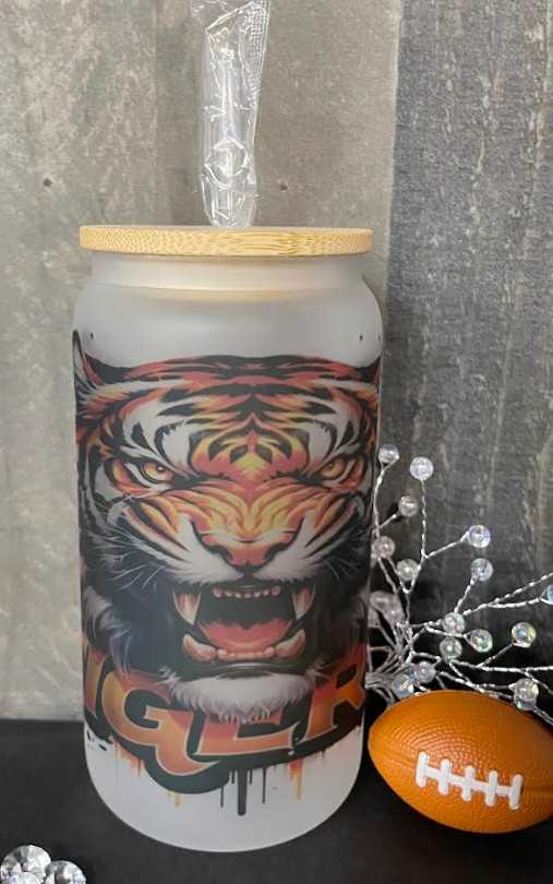 Glass Tiger Tumbler Flower Bouquet