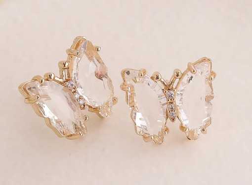 Gold and White Butterfly Earrings Flower Bouquet