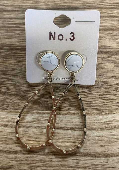 Gold Marble Hoop Earrings Flower Bouquet