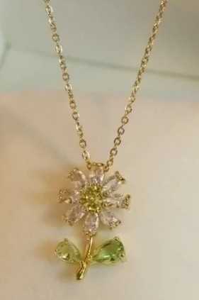 Gold Sunflower necklace Flower Bouquet