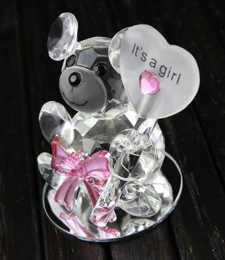 Its a Girl Crystal Bear Flower Bouquet