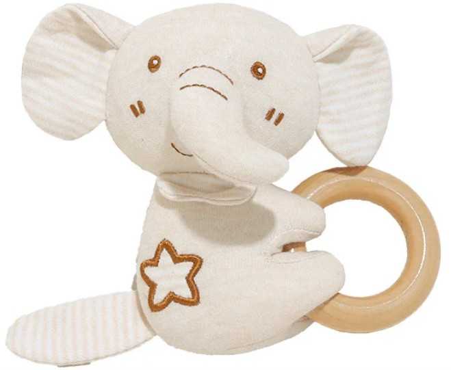 Organic baby Rattle Ring - Elephant Flower Bouquet