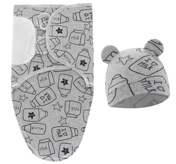 Sleep Sack with Hat Grey with Milk Flower Bouquet