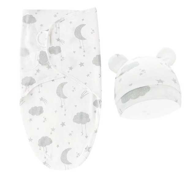 Baby Sleep Sack with Hat Moon and Stars Flower Bouquet