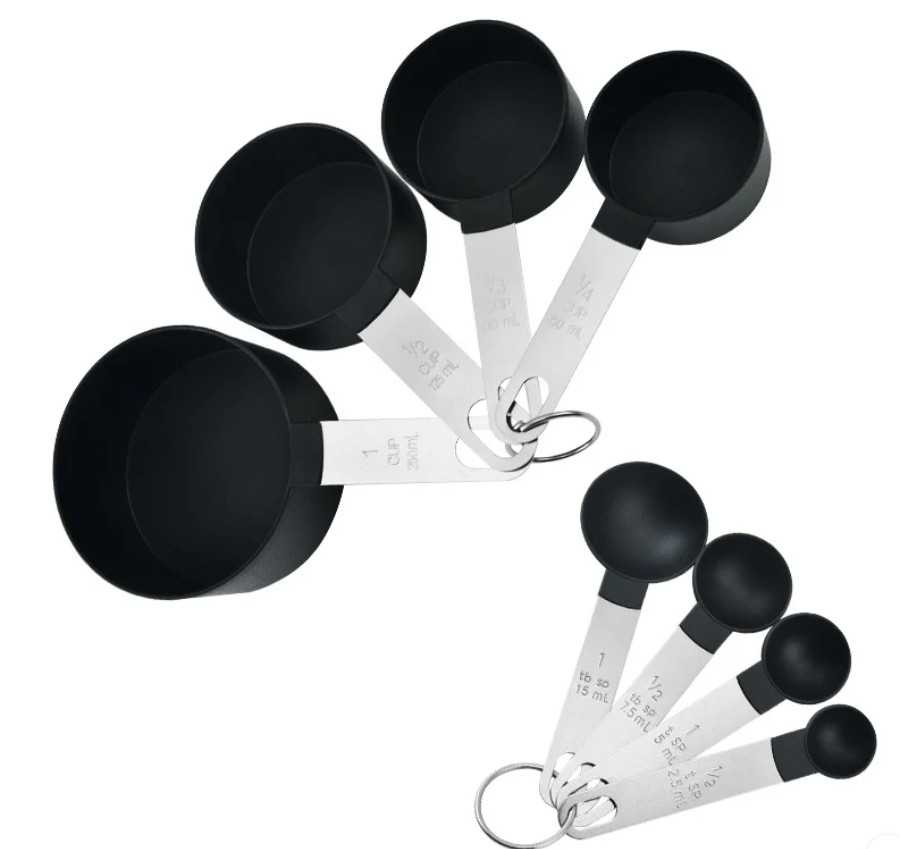 Stainless Steel Black Measuring Spoon and Cup Set Flower Bouquet