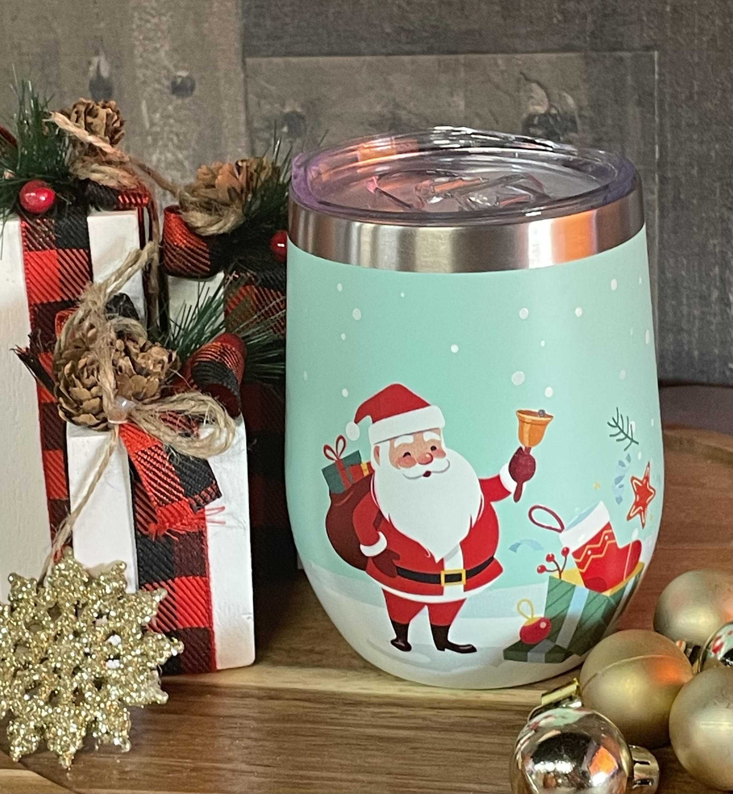 Teal Christmas Mini Thermal Tumbler Flower Bouquet