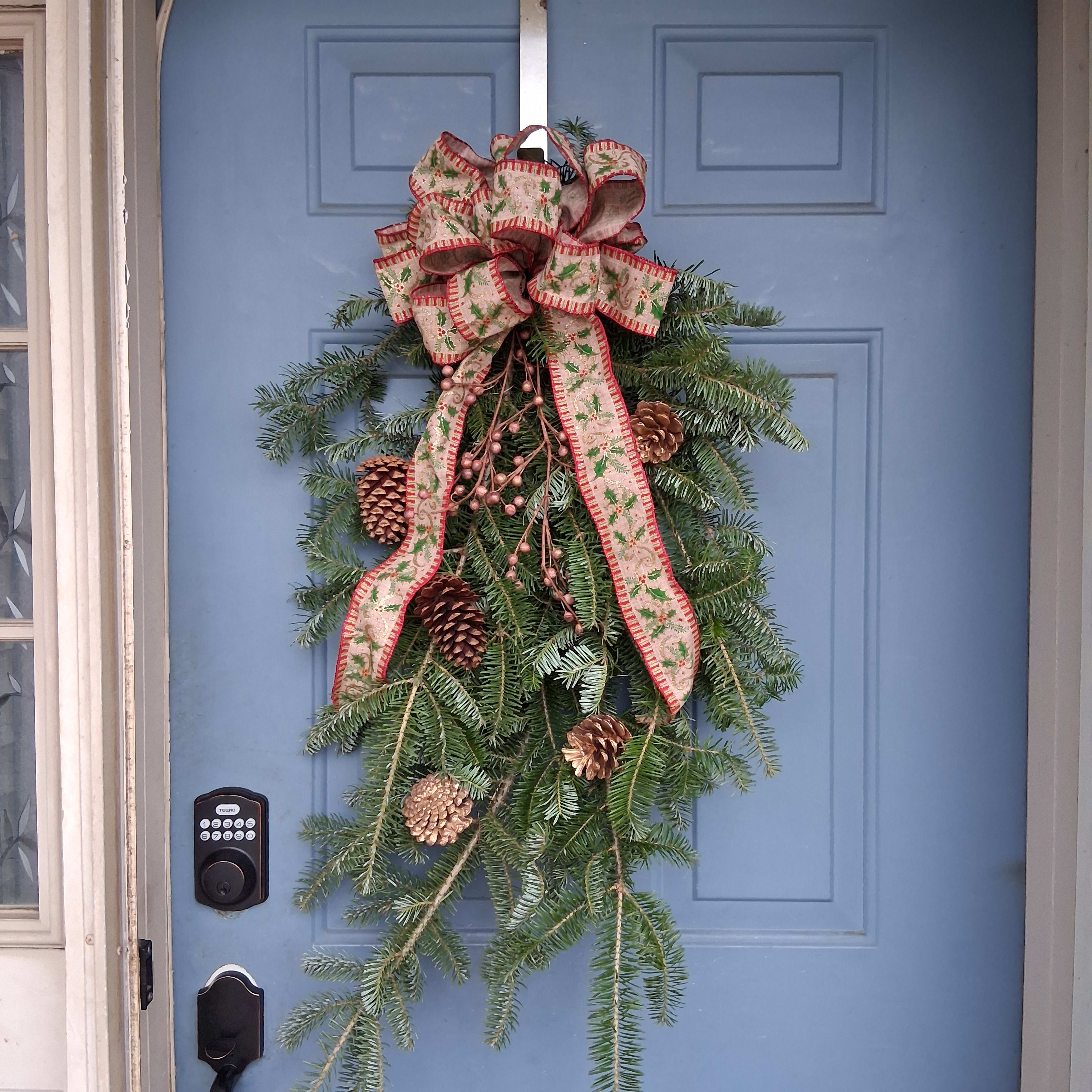 Fresh Pine Door Swag Flower Bouquet