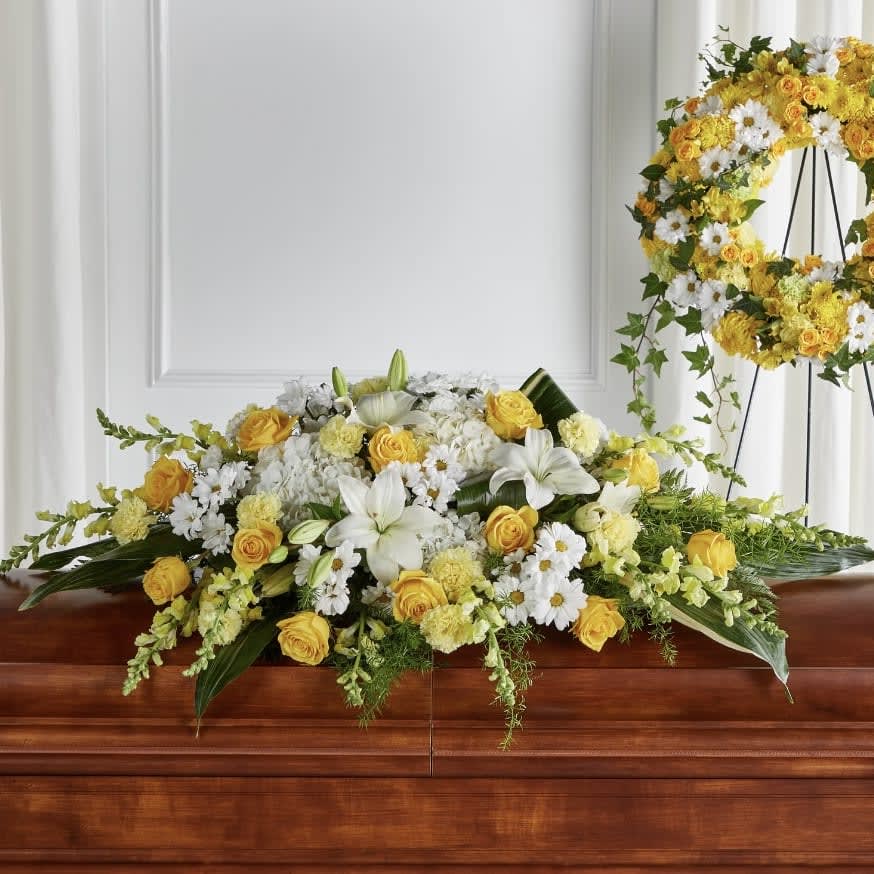 Golden Harmony Casket Spray