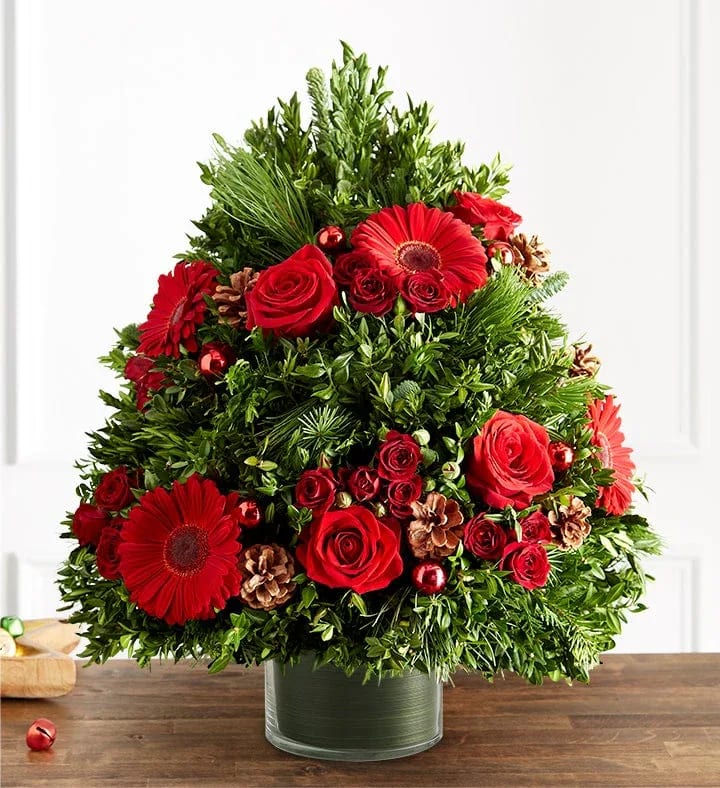 Crimson Christmas Tree Flower Bouquet