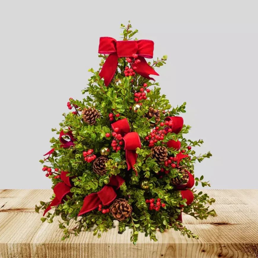 Christmas Boxwood Tree Flower Bouquet