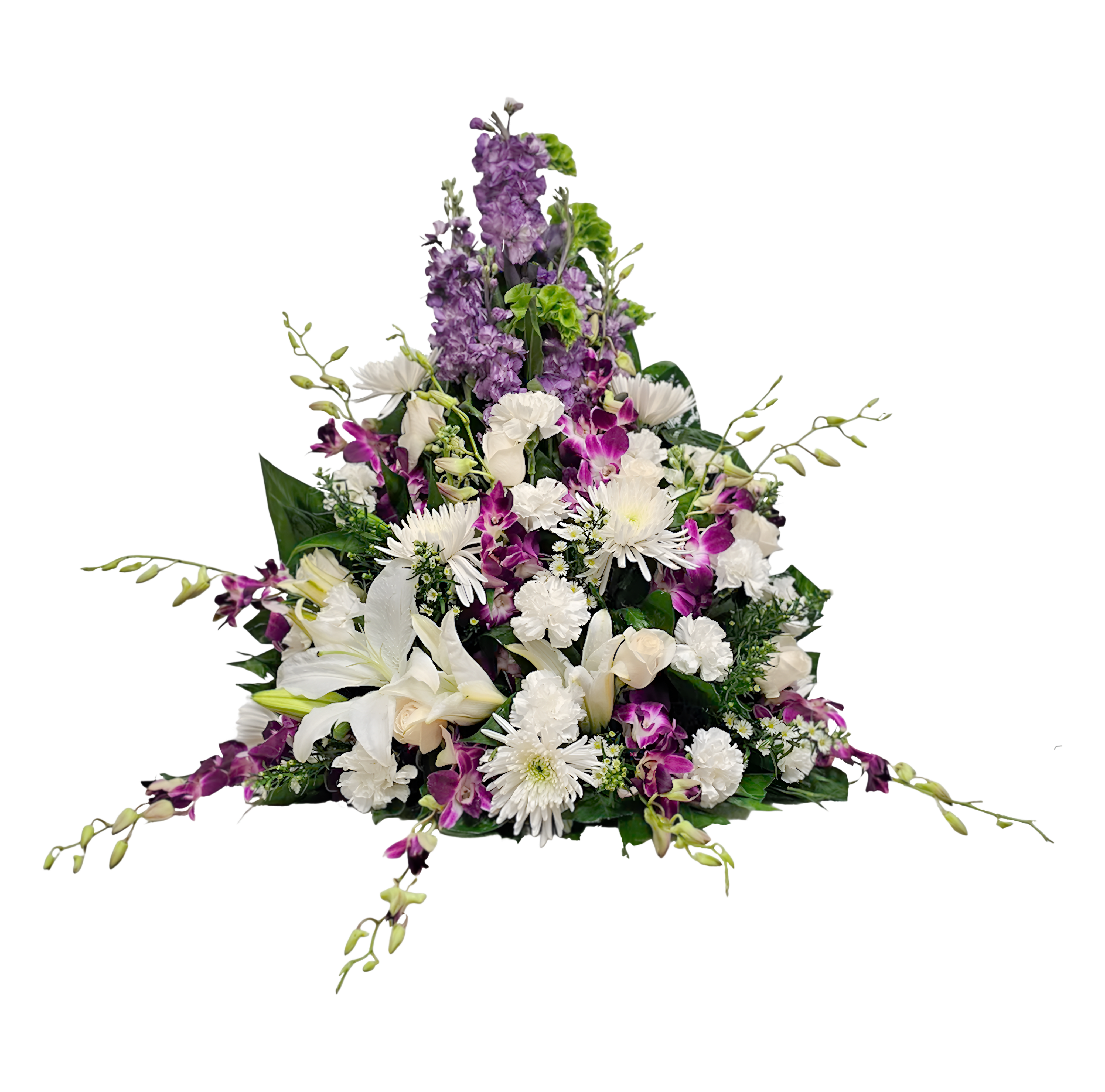 AF-15 arreglo de rosas, crisantemos, claveles, lirios, stock y orquídeas