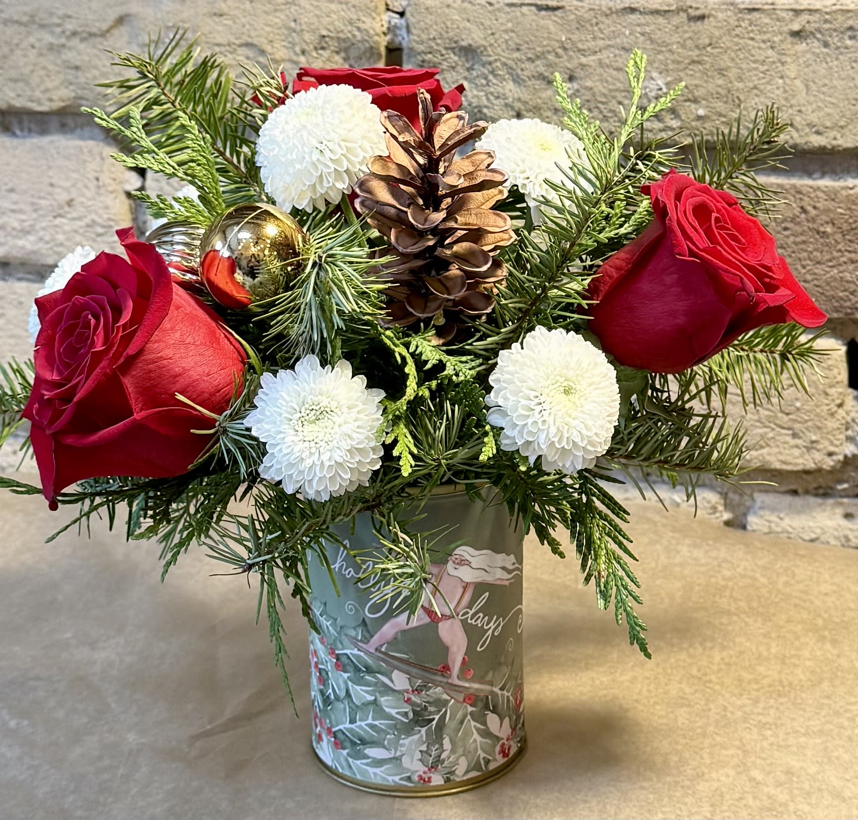 Surfing Happy Holiday Santa Arrangement