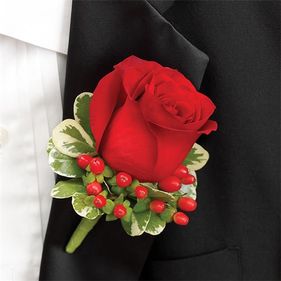 All Red Boutonniere