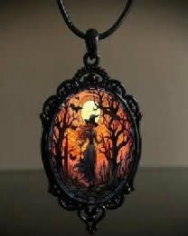 Witch Pendant Necklace Flower Bouquet