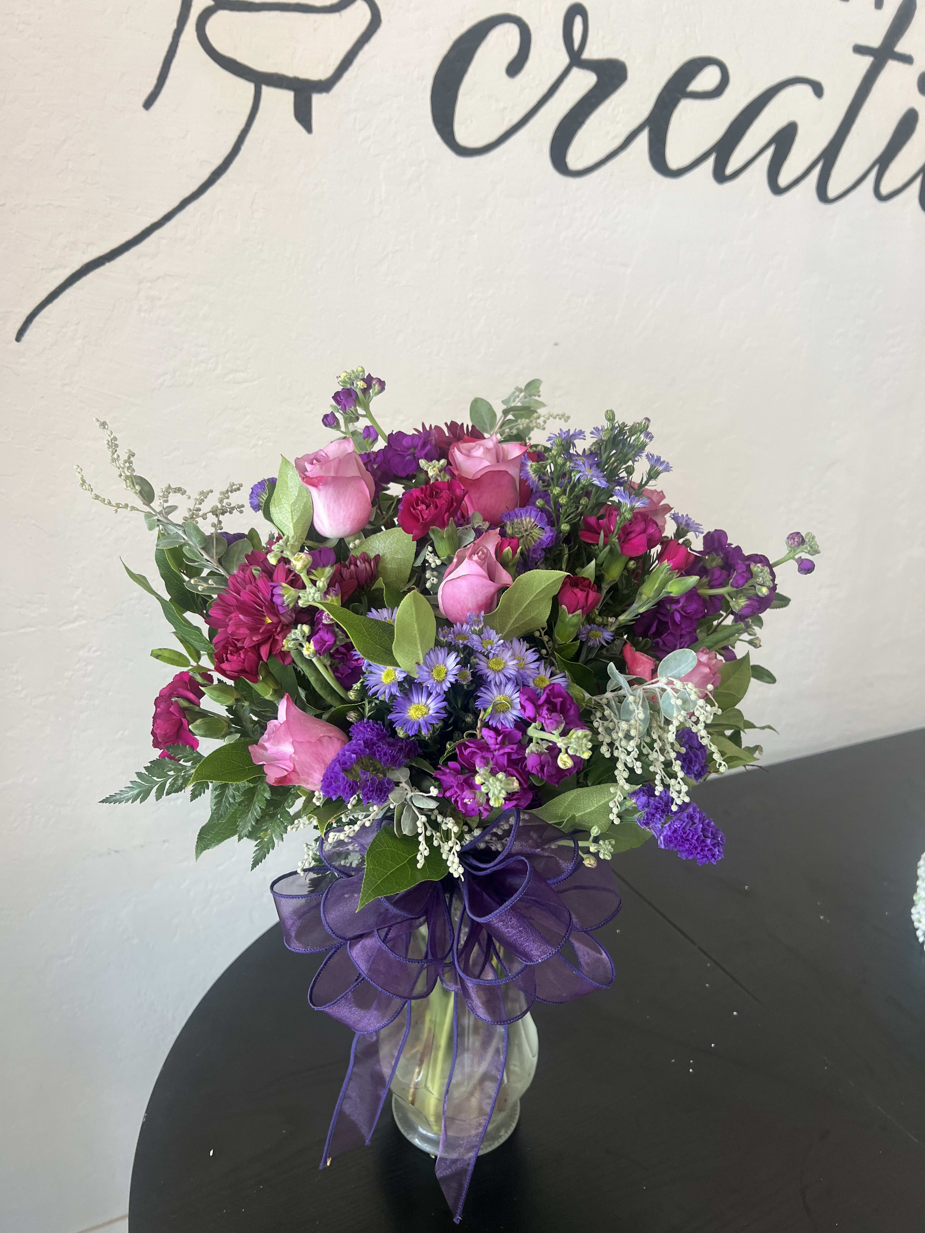 Purple Pallet Flower Bouquet