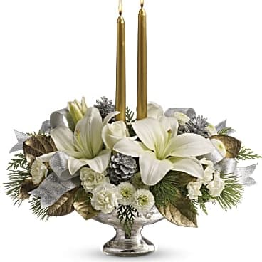 Teleflora's Silver And Gold Centerpiece Flower Bouquet
