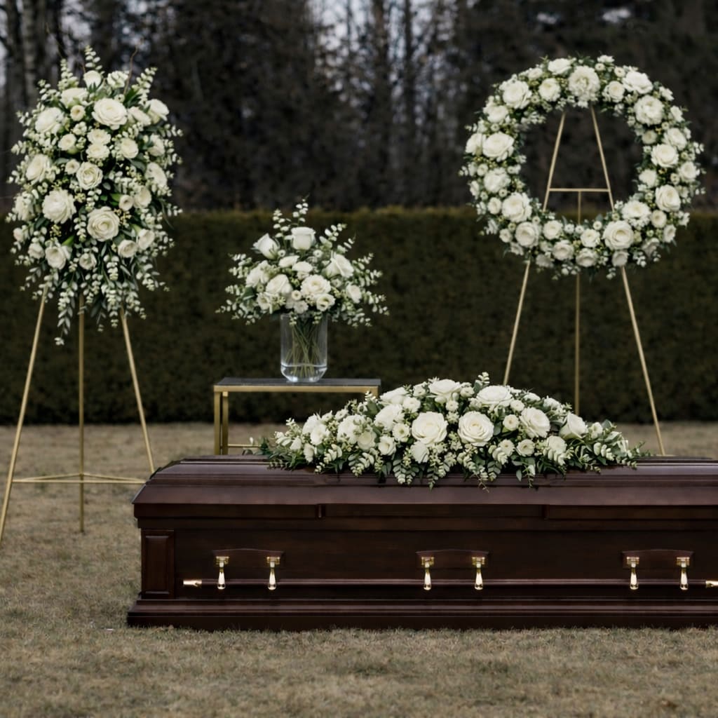 White Flower Funeral Set