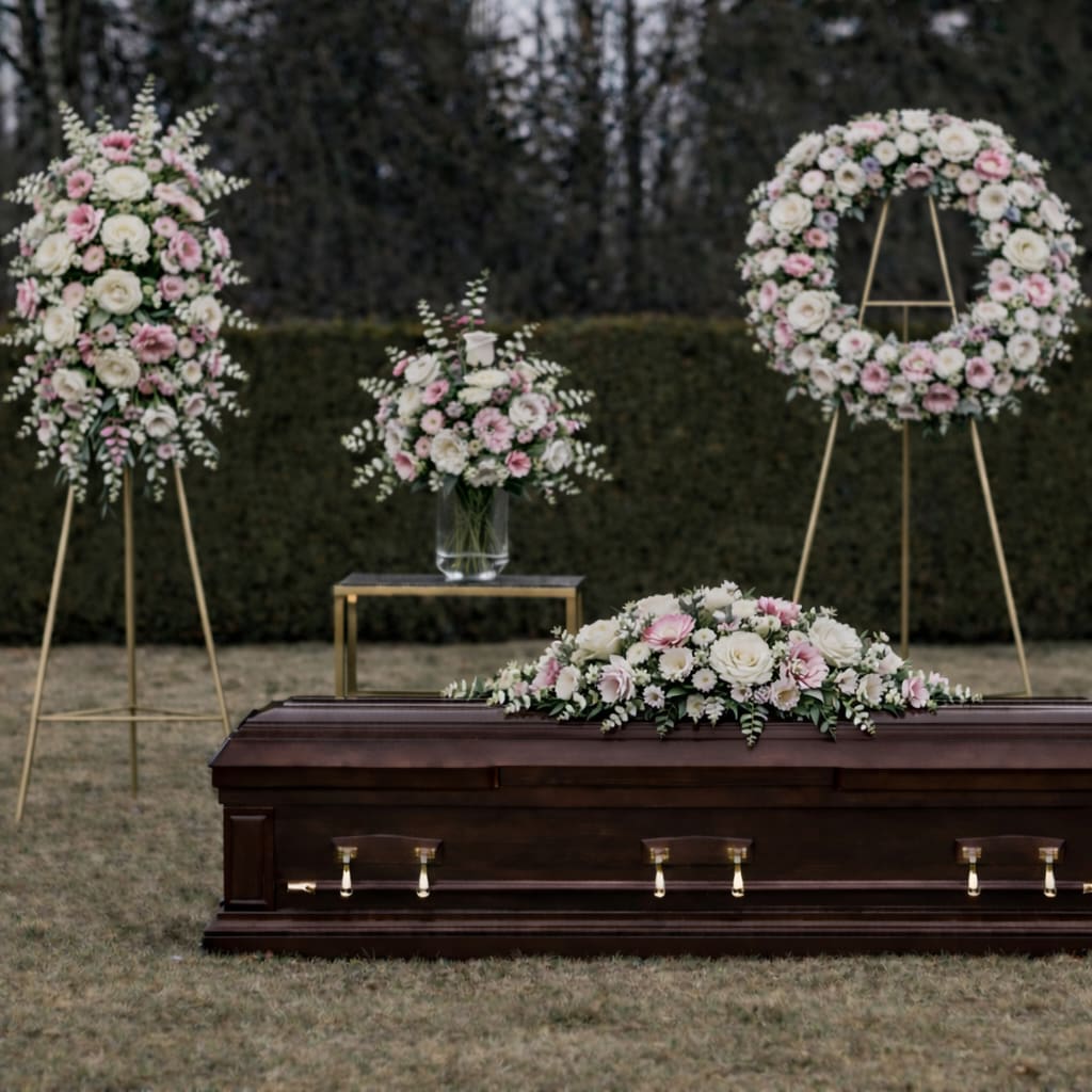 Pink & White Flower Funeral Set