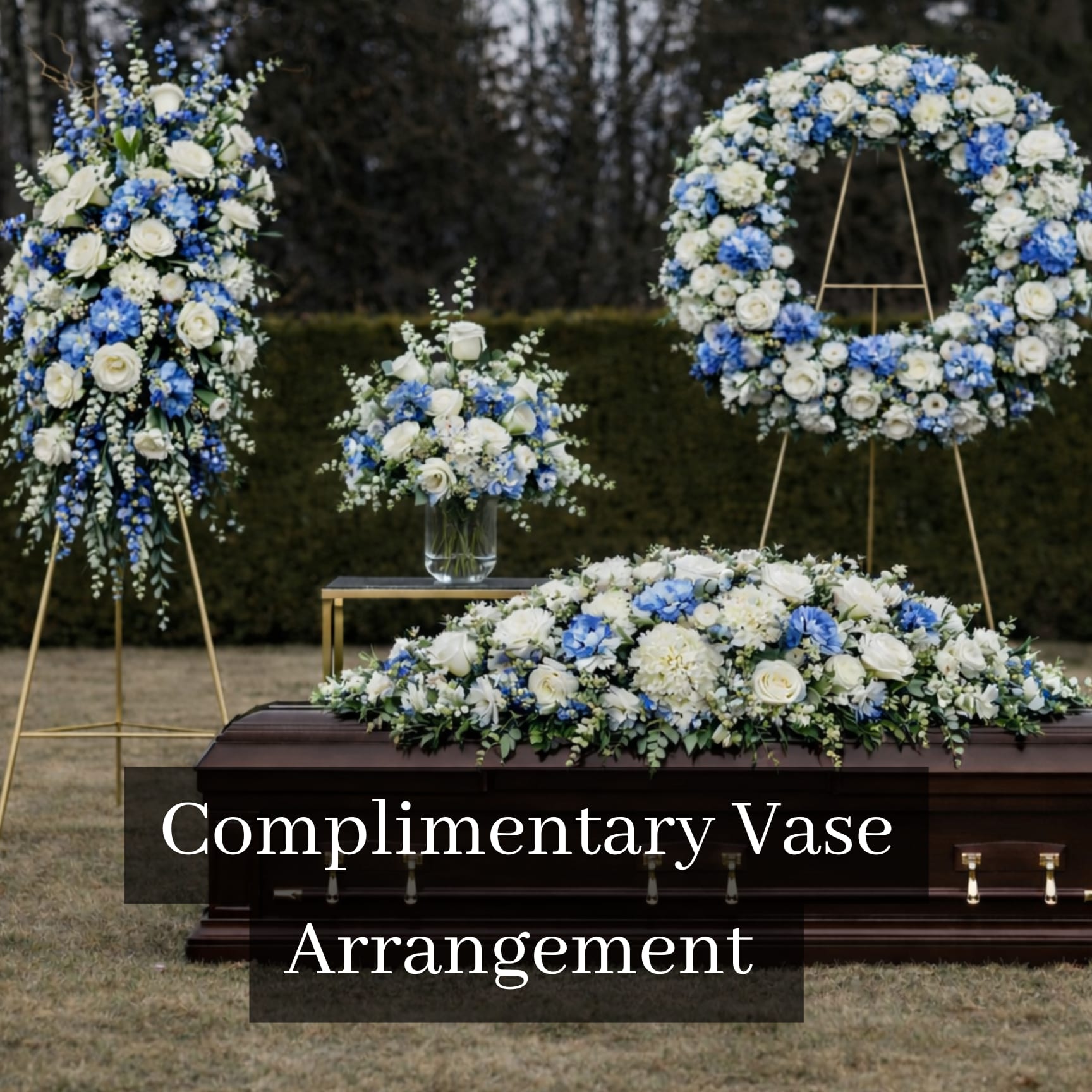 Blue & White Flower Funeral Set