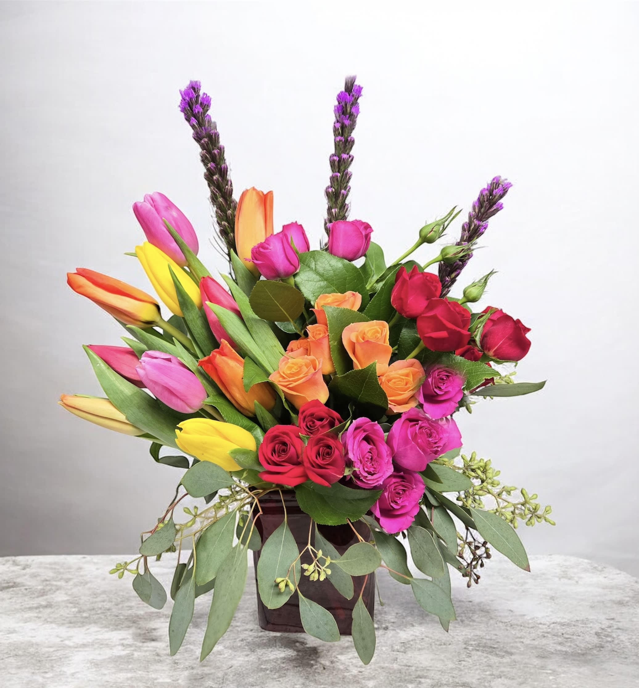 Spray Roses and Tulips