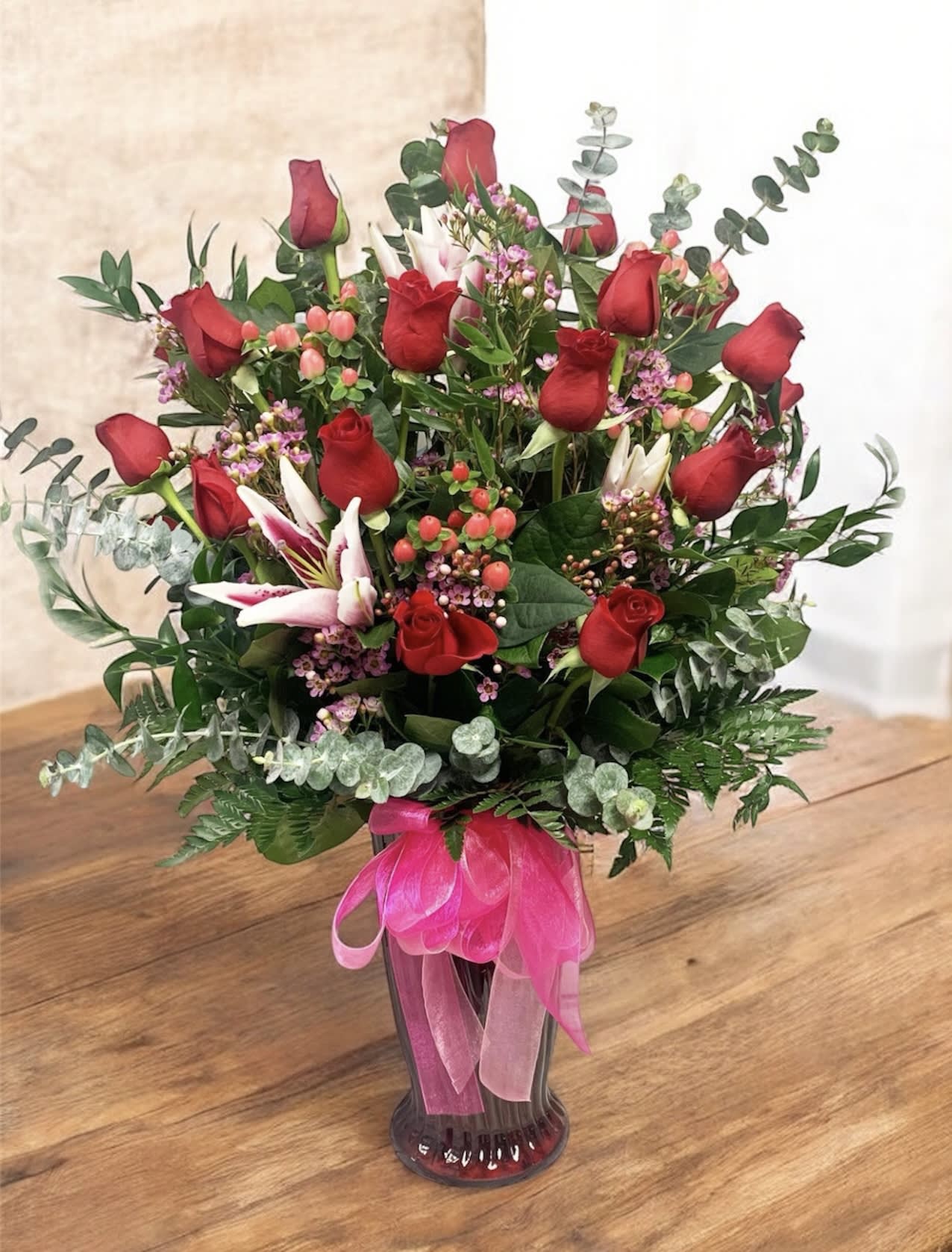 2 Dozen Super Deluxe Rose Vase Flower Bouquet