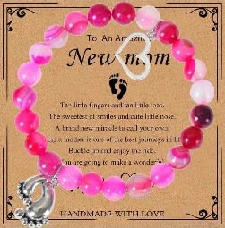 New Mom Bracelet -  Rose Red Agate