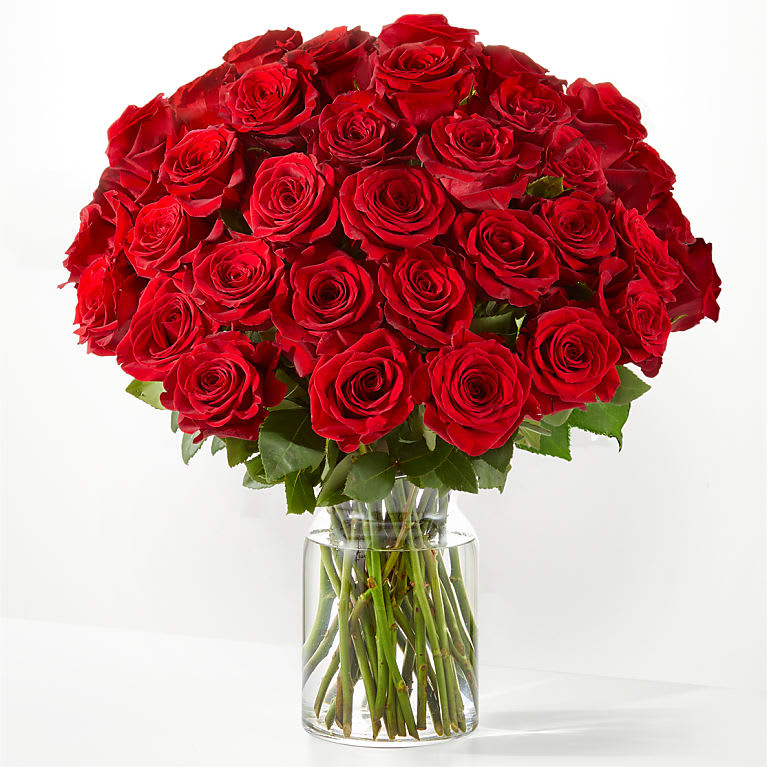 Three Dozen Long Stem Red Roses Flower Bouquet