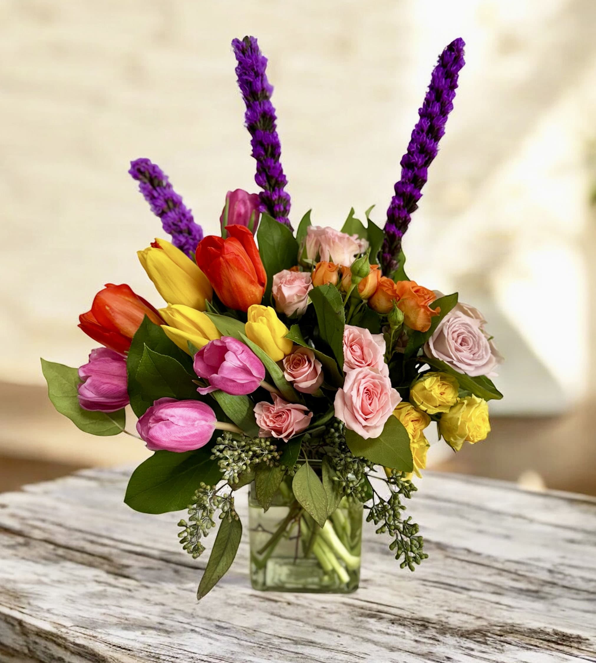 Spray Rose and Tulip Vase