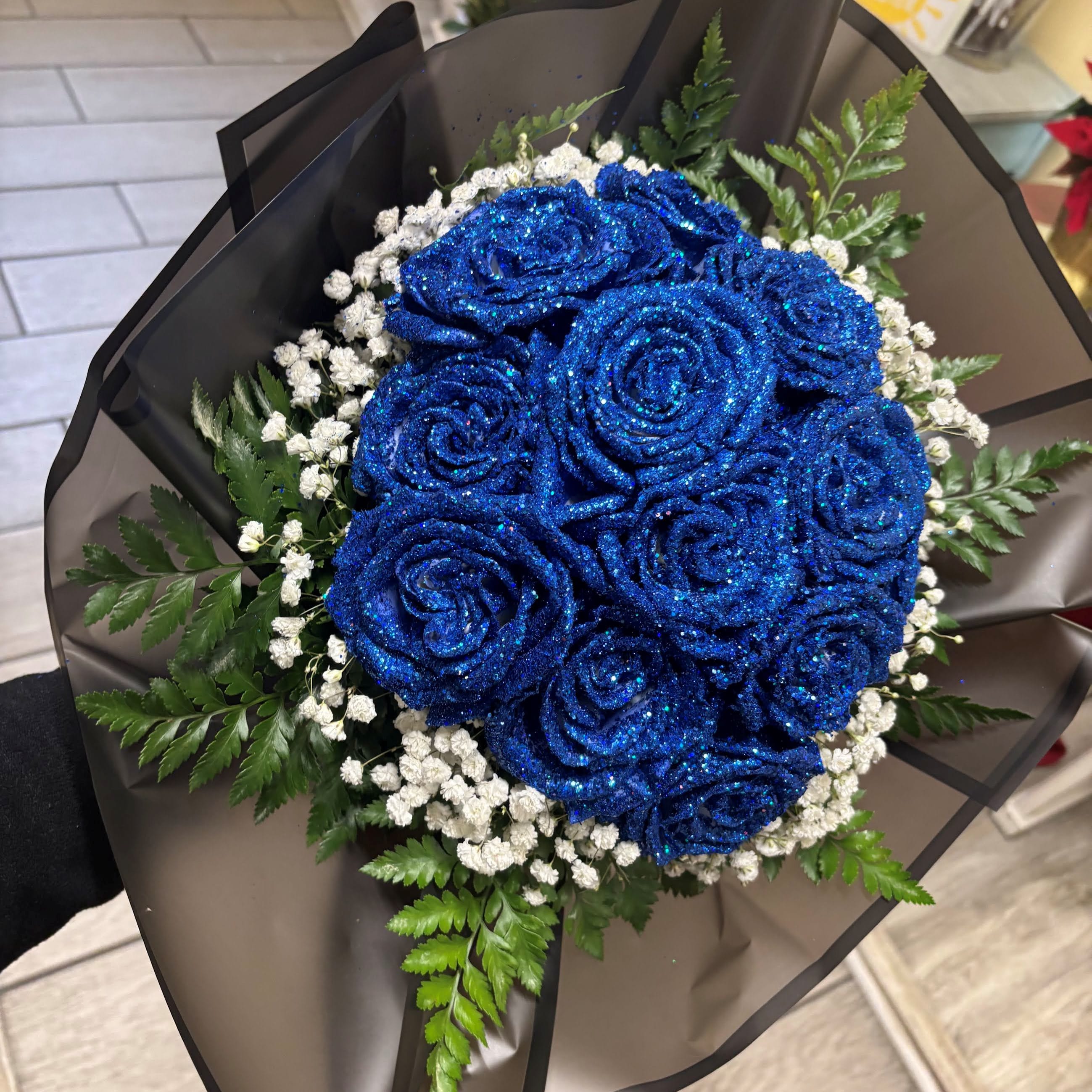 Dozen Shimmering Rose Wrapped bouquet