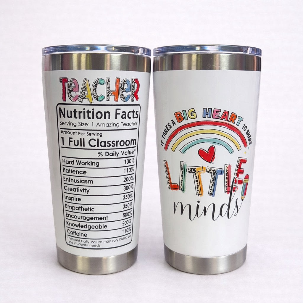 Teacher cup with nutrition facts
